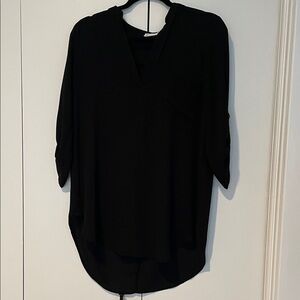 Lush Black V-Neck Blouse